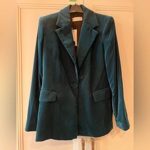 Mango forest green velvet blazer
